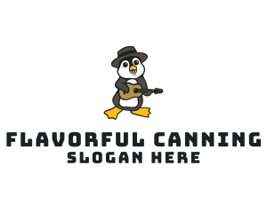 Penguin Guitar Musician logo design