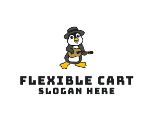 Penguin Guitar Musician logo design