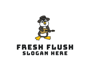 Penguin Guitar Musician logo design