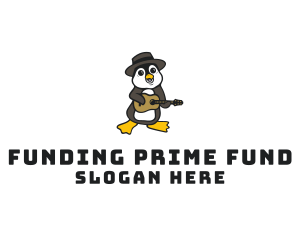 Penguin Guitar Musician logo design