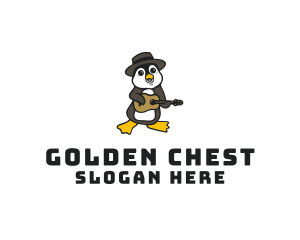 Penguin Guitar Musician logo design