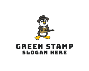 Penguin Guitar Musician logo design