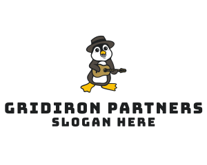 Penguin Guitar Musician logo design