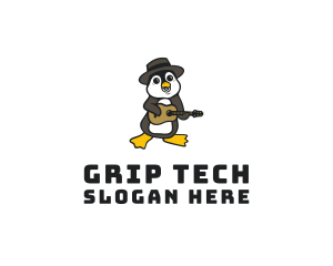 Penguin Guitar Musician logo design