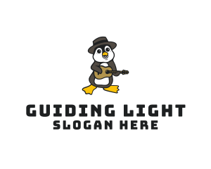 Penguin Guitar Musician logo design