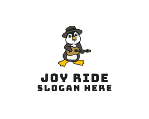 Penguin Guitar Musician logo design