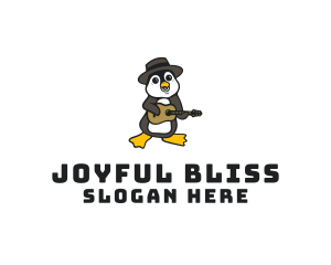 Penguin Guitar Musician logo design