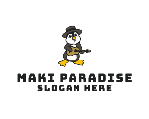 Penguin Guitar Musician logo design