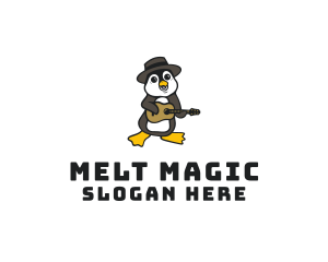 Penguin Guitar Musician logo design