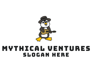 Penguin Guitar Musician logo design