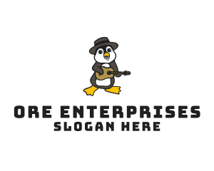 Penguin Guitar Musician logo design