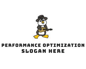 Penguin Guitar Musician logo design