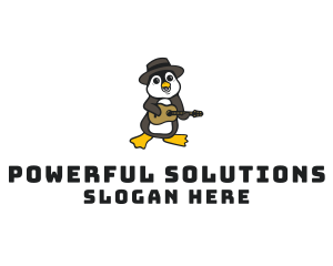 Penguin Guitar Musician logo design