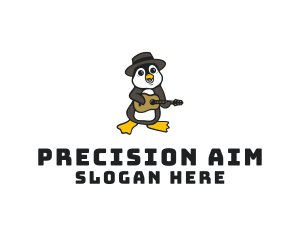 Penguin Guitar Musician logo design