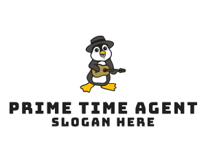 Penguin Guitar Musician logo design