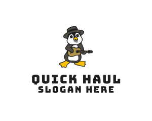 Penguin Guitar Musician logo design