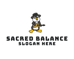 Penguin Guitar Musician logo design