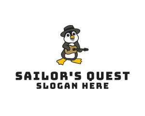 Penguin Guitar Musician logo design