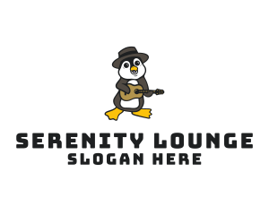 Penguin Guitar Musician logo design