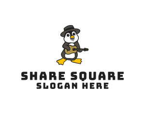 Penguin Guitar Musician logo design