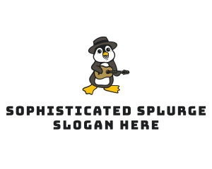 Penguin Guitar Musician logo design