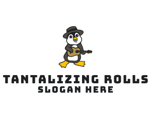 Penguin Guitar Musician logo design