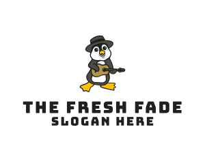 Penguin Guitar Musician logo design