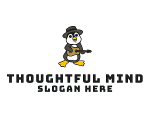 Penguin Guitar Musician logo design