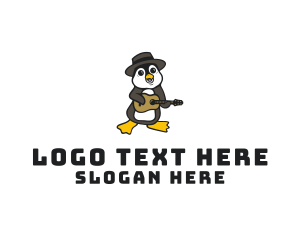 Singer - Penguin Guitar Musician logo design