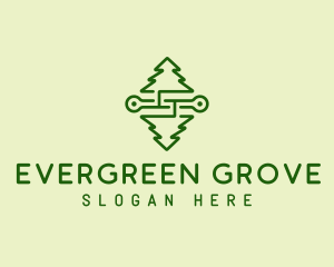 Symmetrical Pine Tree logo design