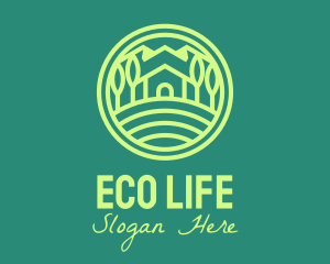 Green Eco House Cabin logo design