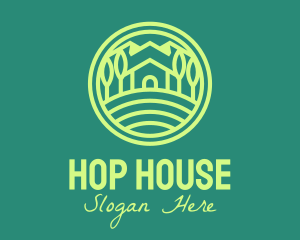 Green Eco House Cabin logo design