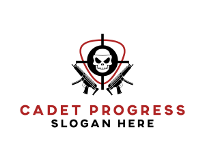 Skull Target Rifle Gun logo design