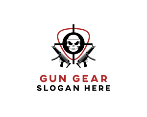 Skull Target Rifle Gun logo design