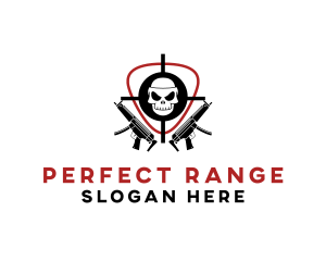 Skull Target Rifle Gun logo design