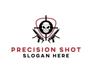 Skull Target Rifle Gun logo design