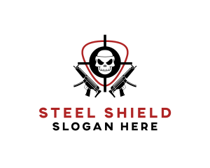 Skull Target Rifle Gun logo design