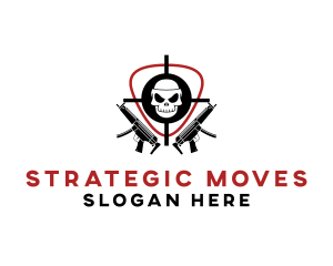 Skull Target Rifle Gun logo design