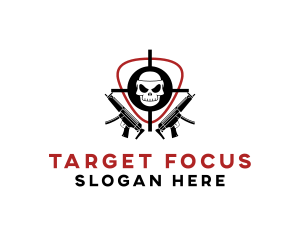 Skull Target Rifle Gun logo design