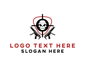 Range - Skull Target Rifle Gun logo design