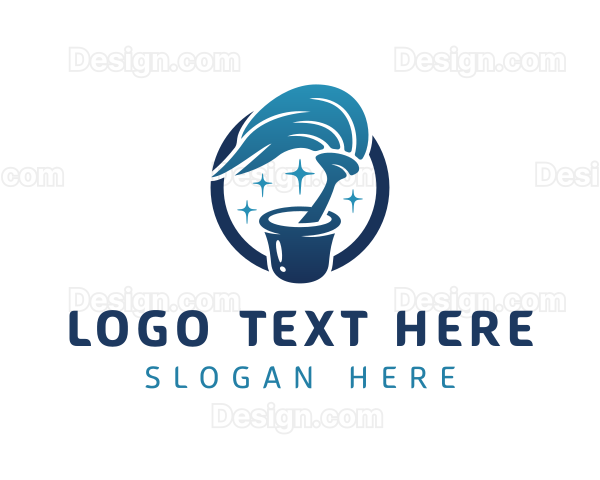 Blue Cleaning Mop Logo