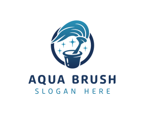 Blue Cleaning Mop logo design