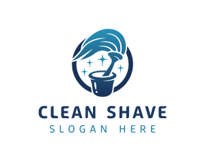 Blue Cleaning Mop logo design