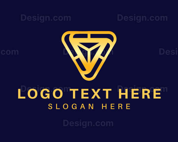 Golden Construction Triangle Logo