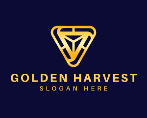 Golden Construction Triangle logo design