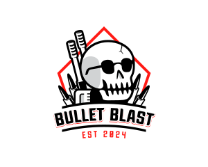 Skull Firearm Weapon logo design