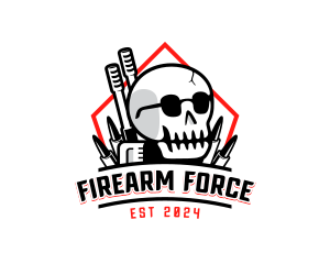 Skull Firearm Weapon logo design