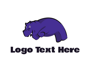 Purple Hippopotamus  Cartoon logo