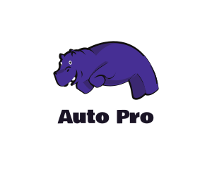 Purple Hippopotamus  Cartoon logo