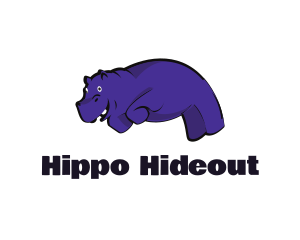 Purple Hippopotamus  Cartoon logo design